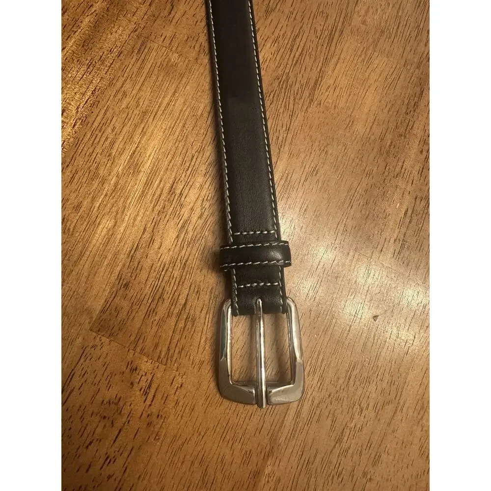 Appleseed’s Black Belt Genuine Leather Women’s XL Made in Italy Silver Buckle